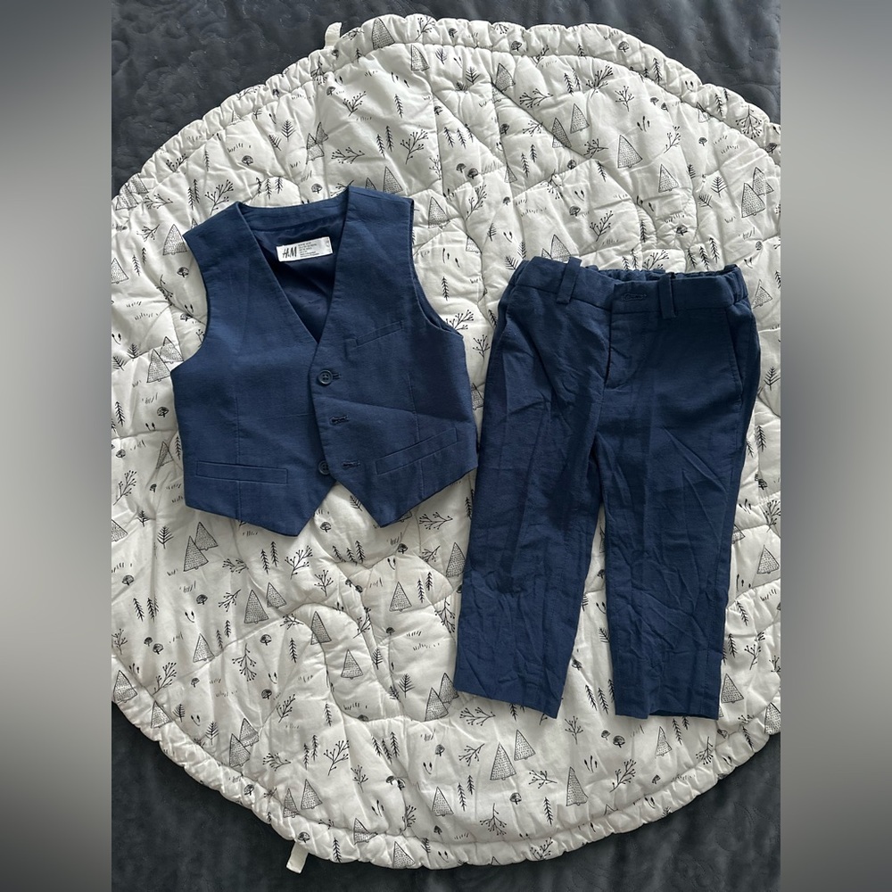 H&M Dark Blue Vest and Trousers Set